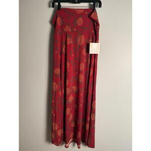 LuLaRoe Maxi Skirt Dress Floral Roses Maroon Flowy High Yoga Waist Medium NWT